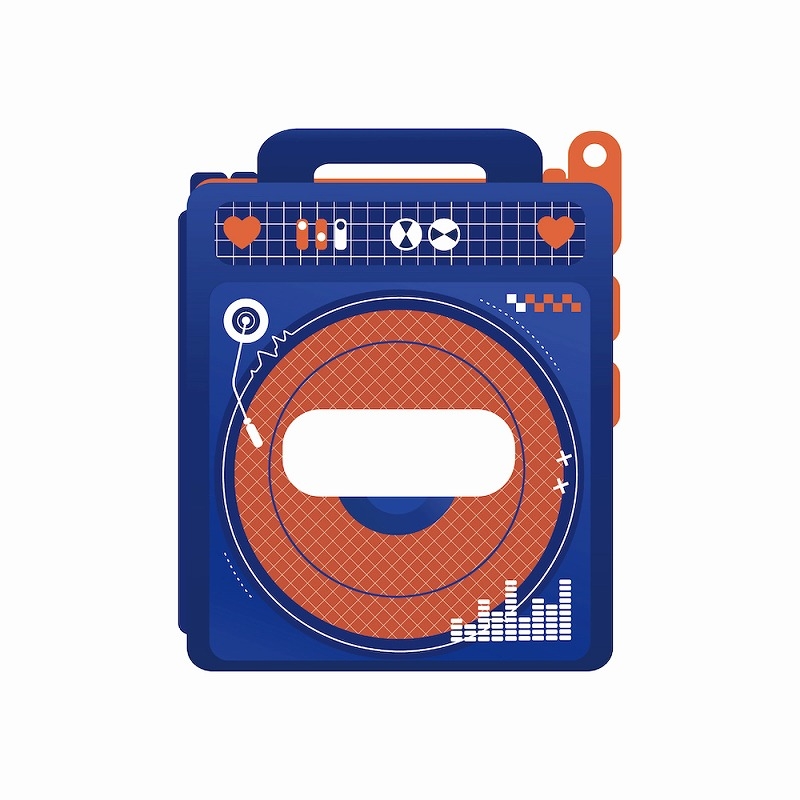 【グッズ-カバーホルダー】ノンキャラオリジナル ときメーク ラジカセ缶バッジフレーム ブルー