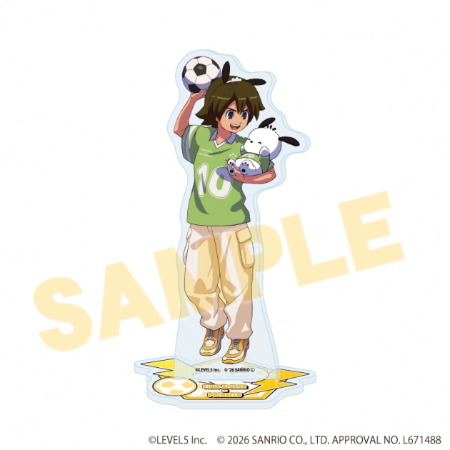 【グッズ-スタンドポップ】イナズマイレブン×サンリオキャラクターズ アクリルスタンド10/フィディオ・アルデナ×ポチャッコ(コラボイラスト)