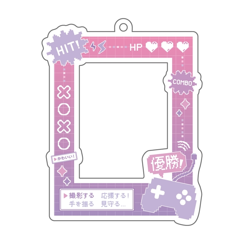 【グッズ-キーホルダー】ノンキャラオリジナル デコフレームキーチェーン・スクエアピンク