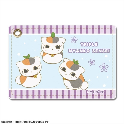 【グッズ-パスケース】夏目友人帳 レザーパスケース Ver.2 デザイン03(トリプルニャンコ先生/A)【再販】