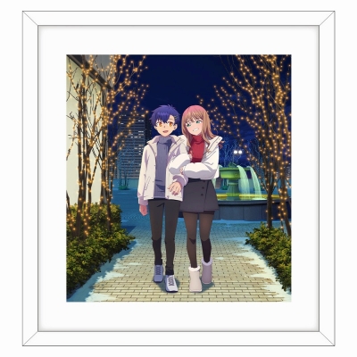 【グッズ-複製原画】グリッドマン ユニバース 描き下ろし額装高精細アート(麻中蓬&南夢芽/冬デート)