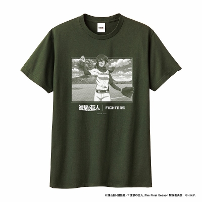 【グッズ-Tシャツ】進撃の巨人×パ・リーグ6球団コラボ 2024進撃の巨人/北海道日本ハムファイターズ Tシャツ (ミカサ) XLサイズ