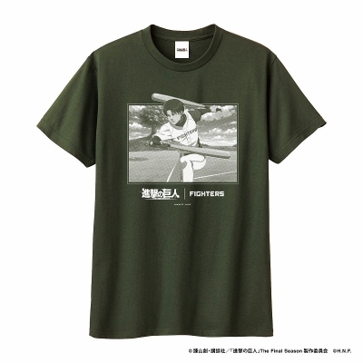 【グッズ-Tシャツ】進撃の巨人×パ・リーグ6球団コラボ 2024進撃の巨人/北海道日本ハムファイターズ Tシャツ (リヴァイ) Sサイズ