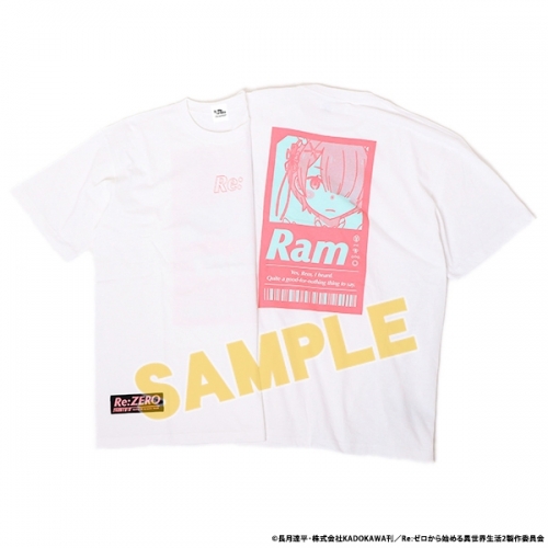 グッズ Tシャツ Re ゼロから始める異世界生活 ラム レム ビッグシルエットtee ラム ホワイト L アニメイト