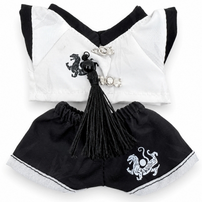 【グッズ-ぬい服】ノンキャラオリジナル 10cmぬい服 中華風 豪華セットアップ 10cm ぬい服 ホワイト