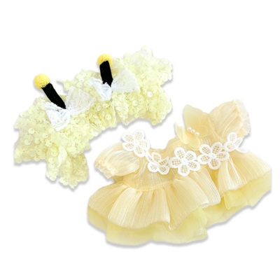 【グッズ-衣装】ノンキャラオリジナル ぬいぐるみ用ドレス & ヘッドドレスセット【蜂】20cm 用【G.triGer】