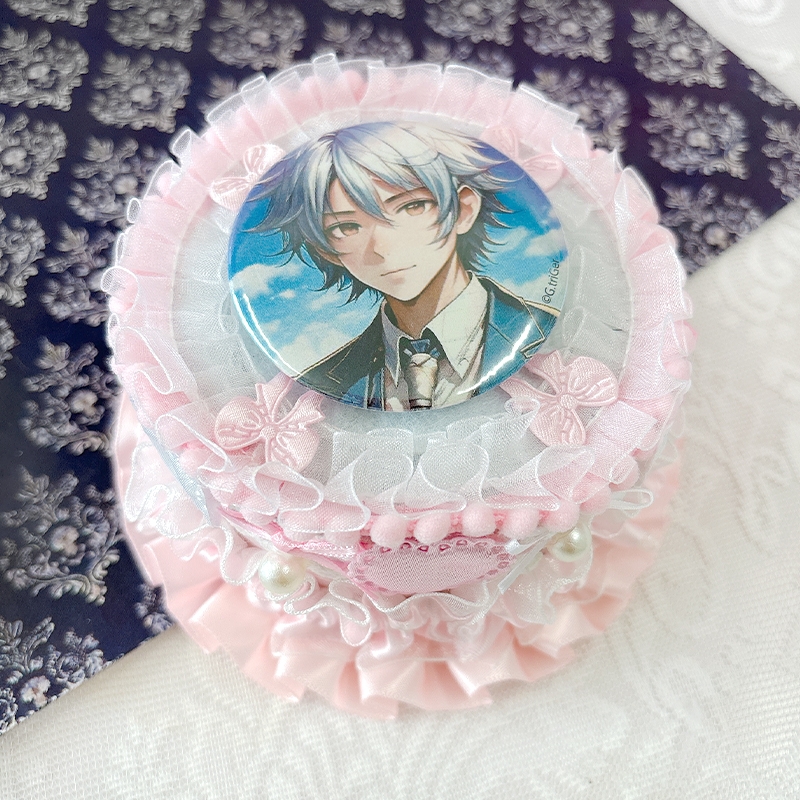 【グッズ-カバーホルダー】ノンキャラオリジナル ホールケーキ型ロゼット／ピンク【G.triGer】