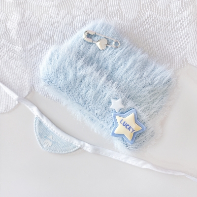 【グッズ-衣装】ノンキャラオリジナル ぬいぐるみ用猫耳ニット帽&スタイセット【10cm用】サックス【G.triGer】