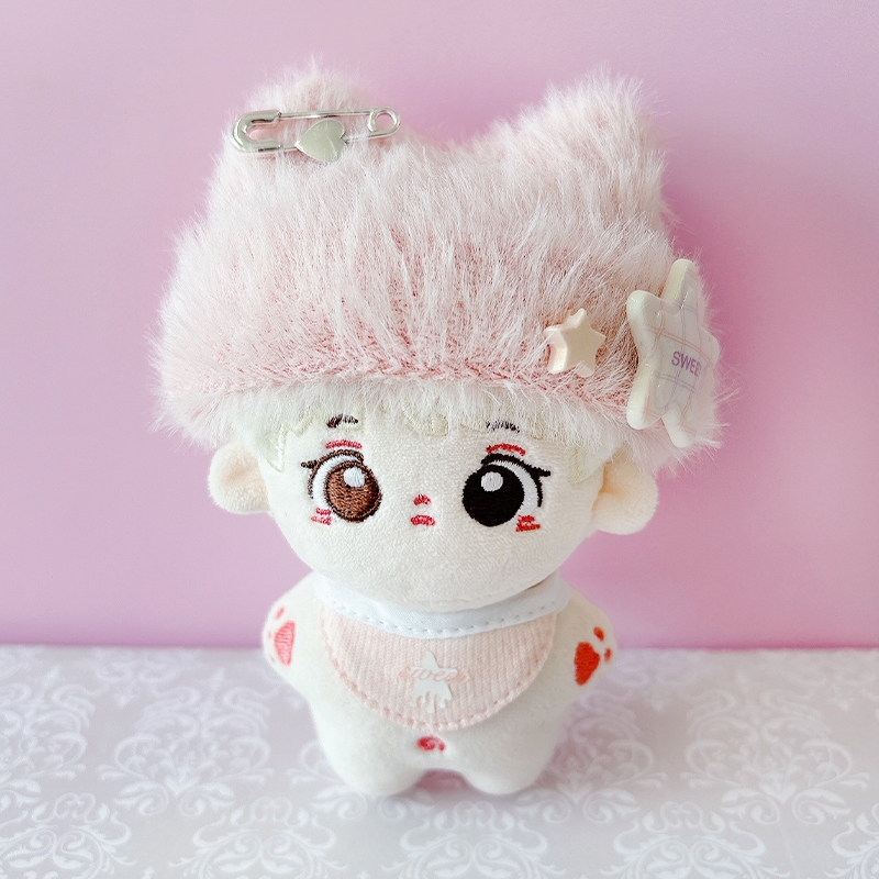 【グッズ-衣装】ノンキャラオリジナル ぬいぐるみ用猫耳ニット帽&スタイセット【10cm用】ピンク【G.triGer】