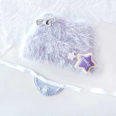 【グッズ-衣装】ノンキャラオリジナル ぬいぐるみ用猫耳ニット帽&スタイセット【10cm用】ラベンダー【G.triGer】