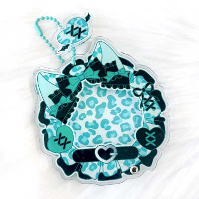 【グッズ-カバーホルダー】ノンキャラオリジナル 缶バッジ用アクリルフレーム 【ヒョウ柄】58mm用/グリーン【G.triGer】