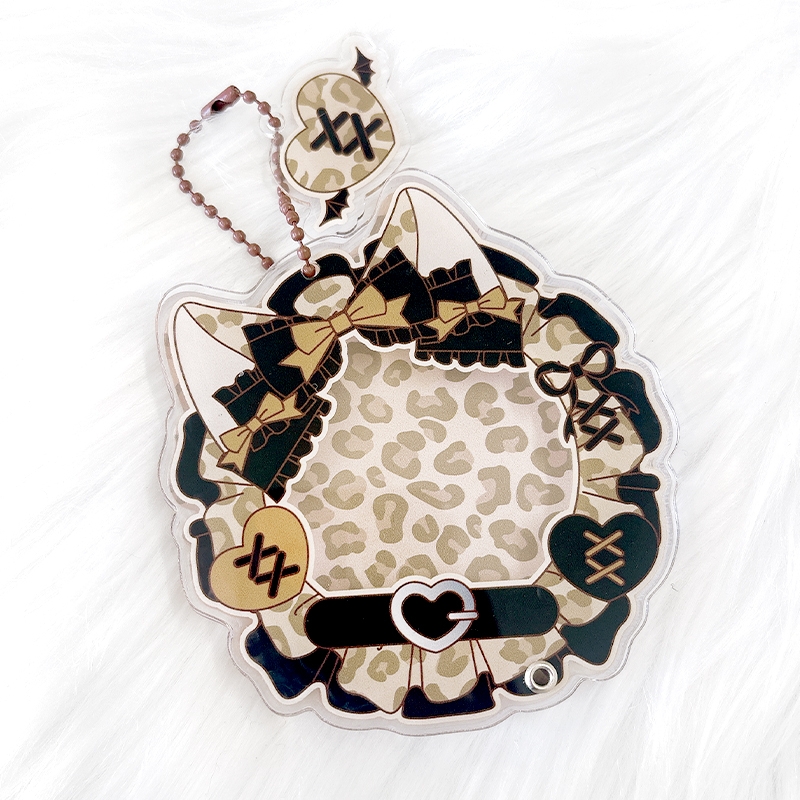 【グッズ-カバーホルダー】ノンキャラオリジナル 缶バッジ用アクリルフレーム 【ヒョウ柄】58mm用/ブラウン【G.triGer】