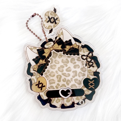 【グッズ-カバーホルダー】ノンキャラオリジナル 缶バッジ用アクリルフレーム 【ヒョウ柄】58mm用/ブラウン【G.triGer】