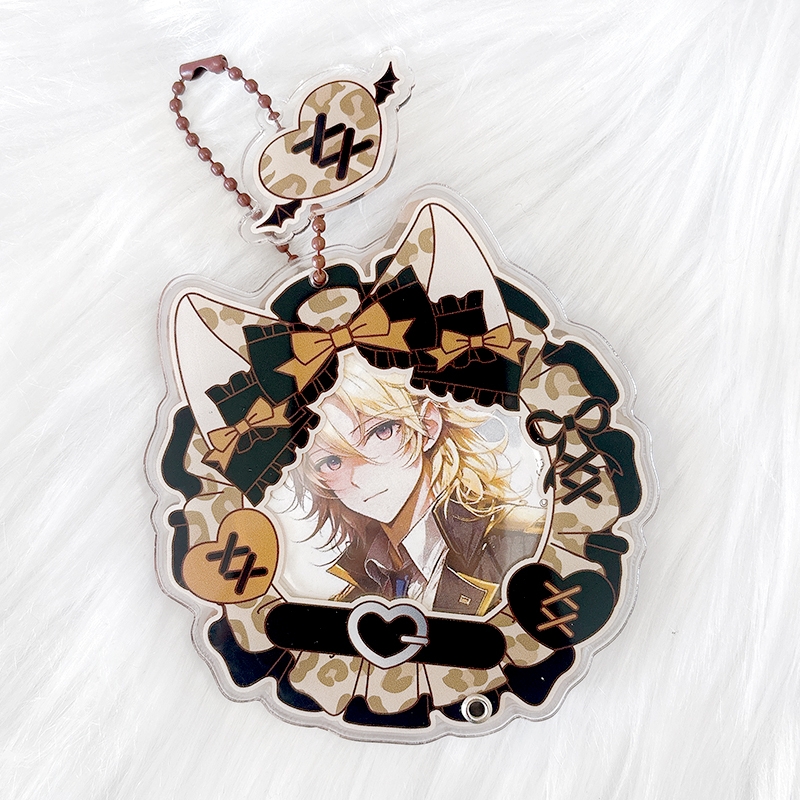【グッズ-カバーホルダー】ノンキャラオリジナル 缶バッジ用アクリルフレーム 【ヒョウ柄】58mm用/ブラウン【G.triGer】