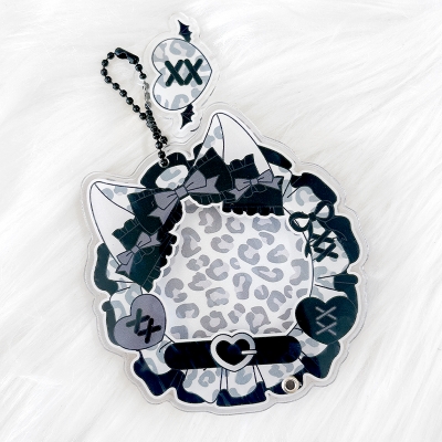 【グッズ-カバーホルダー】ノンキャラオリジナル 缶バッジ用アクリルフレーム 【ヒョウ柄】58mm用/グレー【G.triGer】