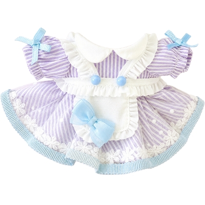【グッズ-ぬい服】ノンキャラオリジナル アメリカンダイナー風エプロンワンピース【10~15cm用】 ラベンダー