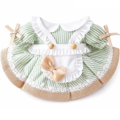 【グッズ-ぬい服】ノンキャラオリジナル アメリカンダイナー風エプロンワンピース【10~15cm用】 グリーン