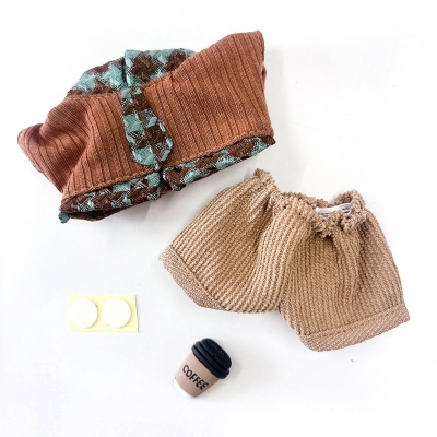 【グッズ-衣装】ノンキャラオリジナル ネクタイ付きシャツ&パンツセット 10cm用/ブラウン【G.triGer】