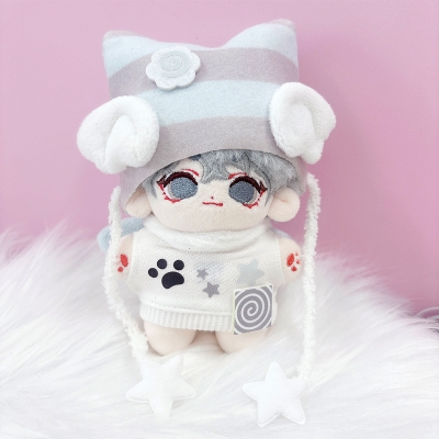 【グッズ-衣装】ノンキャラオリジナル 猫耳ニット帽&羽付きスウェットセット 10cm用/ブルー【G.triGer】