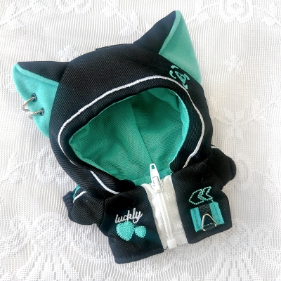 【グッズ-ぬい服】ノンキャラオリジナル 猫耳サイバーパンクジャージ【10cm用】グリーン