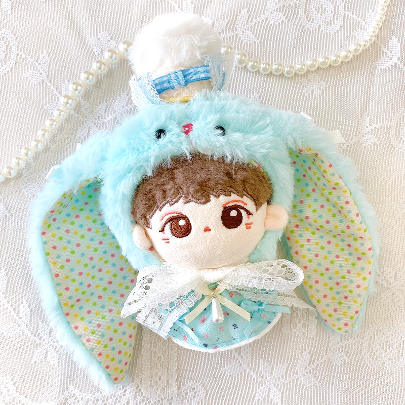 【グッズ-衣装】ノンキャラオリジナル ぬいぐるみ用ふわふわうさぎ着ぐるみキャップ 10cm用/ブルー【G.triGer】
