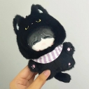【グッズ-ぬい服】ノンキャラオリジナル ぬいぐるみ用スタイ付きアニマル着ぐるみ 黒猫 10cm用【G.triGer】の画像