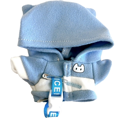 【グッズ-ぬい服】ノンキャラオリジナル アニマルパーカー 10cm用 ブルー(猫)