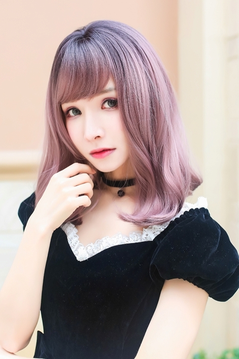 コスプレ ウィッグ Tefure テフリ 大人ミディ ブラック アッシュピンク アニメイト