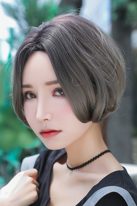 コスプレ ウィッグ Tefure テフリ Modeワンレンカールショート ブラック グレー アニメイト