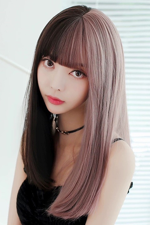 コスプレ ウィッグ Tefure テフリ ハーフ ハーフロング コーヒー アッシュピンク アニメイト