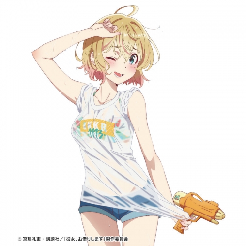 グッズ Tシャツ 彼女 お借りします 描き下ろしイラスト 七海麻美 ビーチデートver 着用bigシルエットtシャツユニセックス サイズ M アニメイト