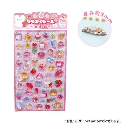【グッズ-シール】ノンキャラ つやぷくシール ピンクホワイトベア