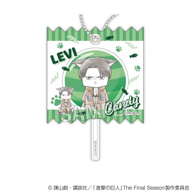 【グッズ-キーホルダー】進撃の巨人 調査兵にゃん ラッピングアクリルキーホルダー リヴァイ
