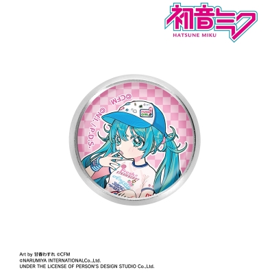 【グッズ-ピンバッチ】初音ミク ANGEL BLUEコラボ 描き下ろし 初音ミク Art by 甘春わすれ ガラスマグネットピンバッジ ver.A
