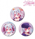 【グッズ-バッチ】ノーゲーム・ノーライフ arti-mate グリッター缶バッジ3個セット 白 描き下ろし ビーチデートver.【アニメイト限定】の画像