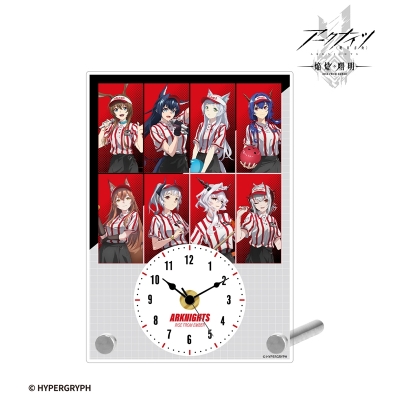 【グッズ-時計】アークナイツ【焔燼曙明/RISE FROM EMBER】 描き下ろし 集合 アクティビティスタッフver. アクリルスタンド時計