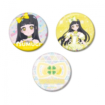 グッズ-バッチ】ひみつのアイプリ 鈴風 つむぎ グリッター缶バッジ3個 