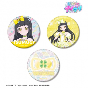グッズ-バッチ】ひみつのアイプリ 鈴風 つむぎ グリッター缶バッジ3個 