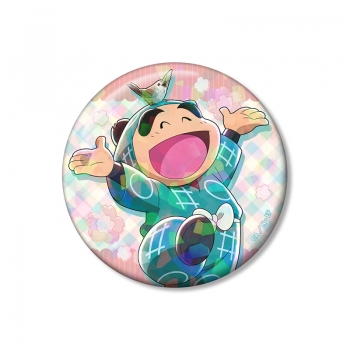 グッズ-バッチ】忍たま乱太郎 描き下ろし 福富しんべヱ 楽しいお花見の 