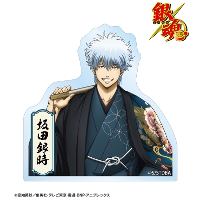 【グッズ-ステッカー】銀魂 描き下ろし 坂田銀時 片面花柄和装ver. ダイカットステッカー