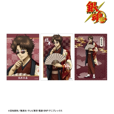 【グッズ-ブロマイド】銀魂 描き下ろし 坂本辰馬 片面花柄和装ver. ブロマイド3枚セット