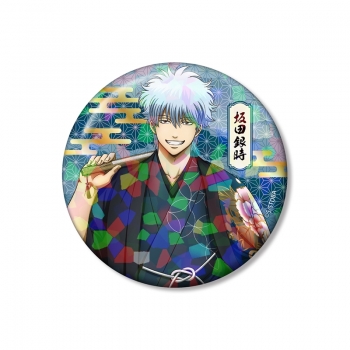 グッズ-バッチ】銀魂 描き下ろし 坂田銀時 片面花柄和装ver 