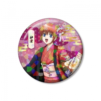 グッズ-バッチ】銀魂 描き下ろし 神楽 片面花柄和装ver. ホログラム 