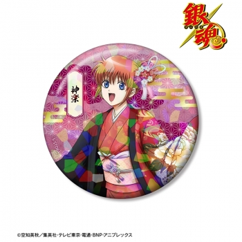 グッズ-バッチ】銀魂 描き下ろし 神楽 片面花柄和装ver. ホログラム 