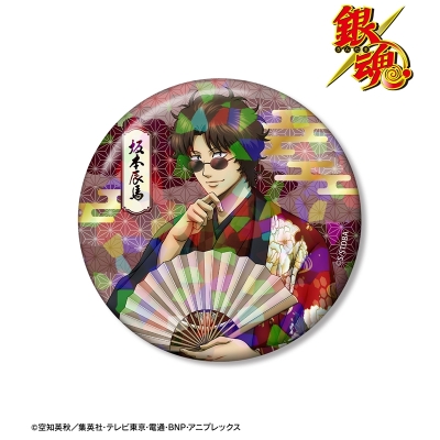 【グッズ-バッチ】銀魂 描き下ろし 坂本辰馬 片面花柄和装ver. ホログラム75mm缶バッジ