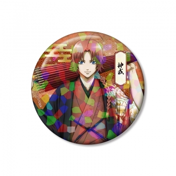 グッズ-バッチ】銀魂 描き下ろし 神威 片面花柄和装ver. ホログラム 
