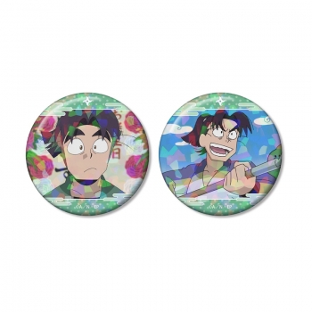 グッズ-バッチ】忍たま乱太郎 潮江文次郎 場面写ホログラム缶バッジ2個 
