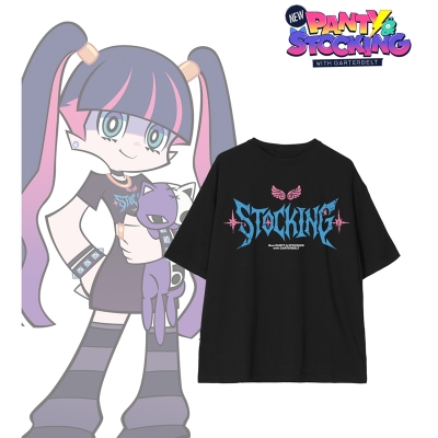 【グッズ-Tシャツ】『New PANTY & STOCKING with GARTERBELT』 描き下ろし ストッキング モデルver. 着用BIGシルエットTシャツ Bユニセックス(サイズ/M)