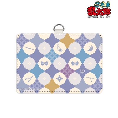 【グッズ-パスケース】忍たま乱太郎 五年生 モチーフ柄 ネックストラップ付き2ポケットパスケース