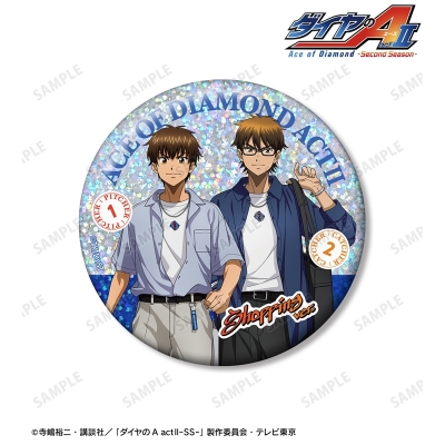 【グッズ-バッチ】TVアニメ『ダイヤのA actⅡ -Second Season-』 描き下ろし 沢村栄純&御幸一也 私服・ショッピングver. 75mmホログラム缶バッジ